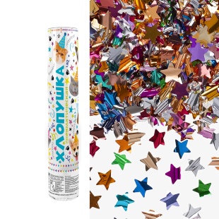 Пневмохлопушка (12/30 см), Котики и Собачки, Звезды фольга, Ассорти, 1 шт.