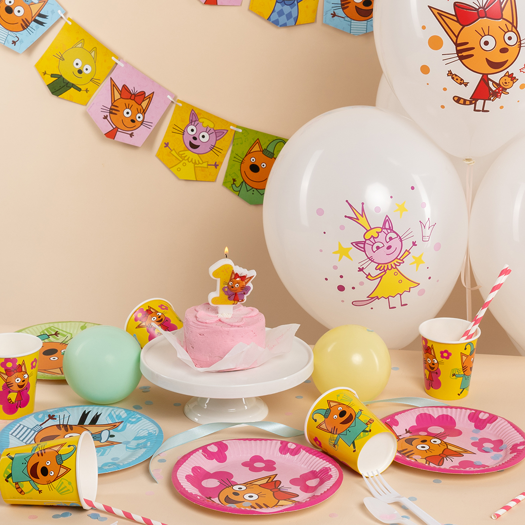 Свеча Цифра, 1 Три Кота, Карамелька, 5,8*6 + 1,5 см, 1 шт. с держат.