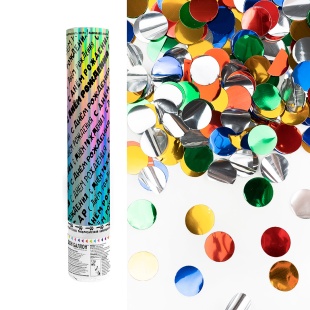 Пневмохлопушка (12/30 см), С Днем Рождения, Круги фольга, Ассорти, 1 шт.