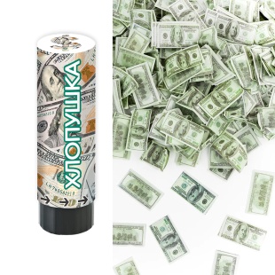 Хлопушка пружинная (6/15 см), Деньги, Доллары, 1 шт.