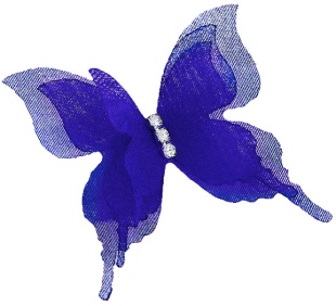 Декоративные бабочки Шифоновые, трехслойные, клеевые точки в компл, Синий, 4,5*5 см, 10 шт.