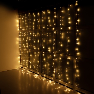 Светодиодная гирлянда, Занавес 300 Led, 8 режимов, IP14, 3*3 м. Теплый белый, 1 шт.